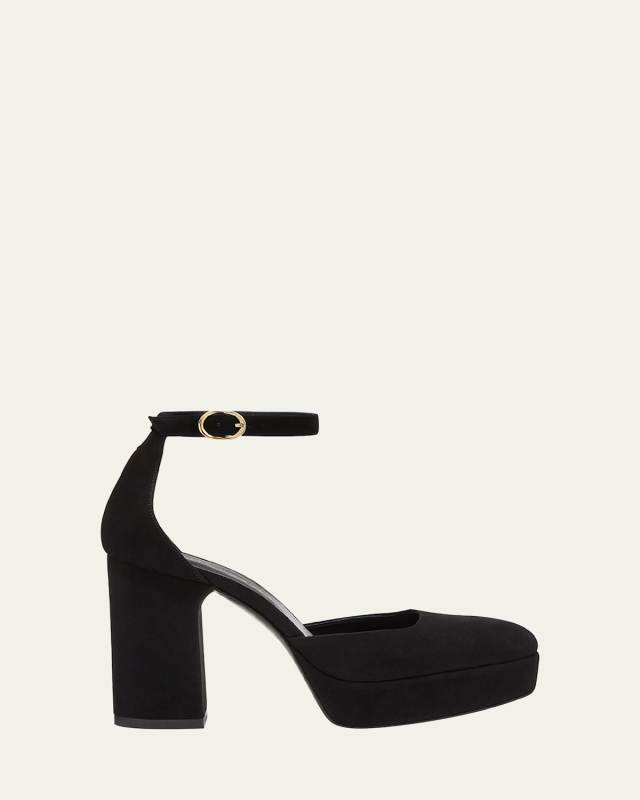 Dayna Suede Ankle-Strap Platform Pumps